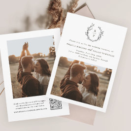 Invitación Elegante Monograma Boda Formal en Blanco y Negro