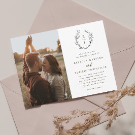 Invitación Elegante Monograma Boda formal negro y blanco