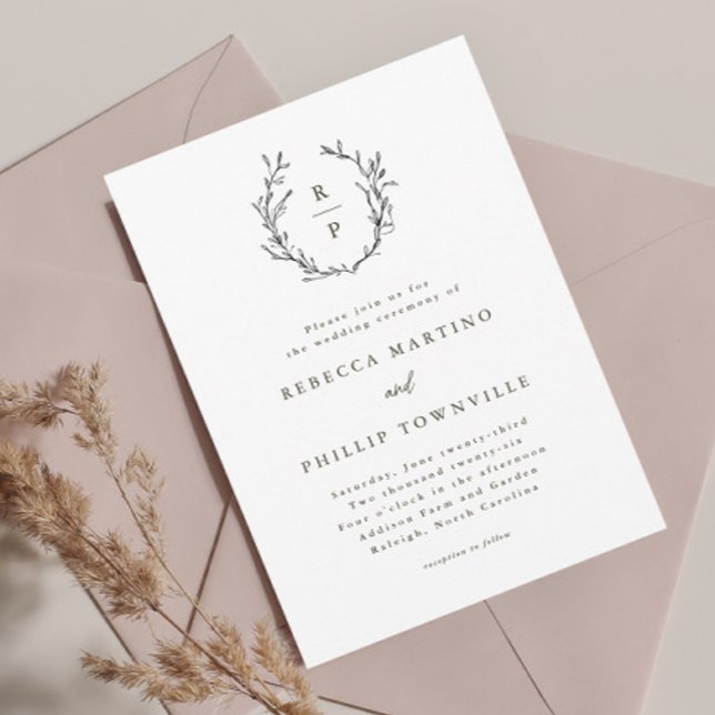 Invitación Elegante Monograma Boda formal negro y blanco (Subido por el creador)
