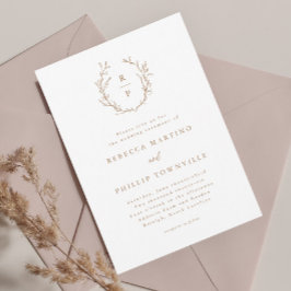Invitación Elegante Monograma Boda Formal Rústica
