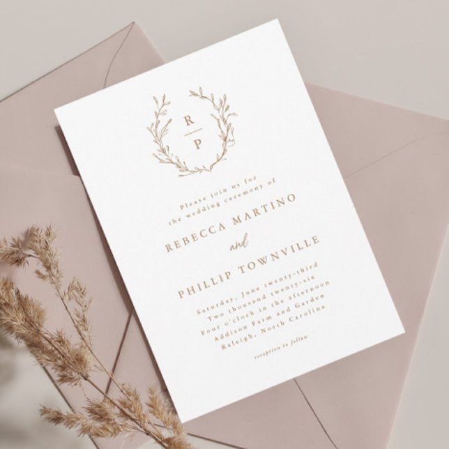 Invitación Elegante Monograma Boda Formal Rústica (Subido por el creador)