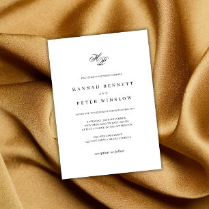 Invitación Elegante Monograma Boda inicial blanco y negro