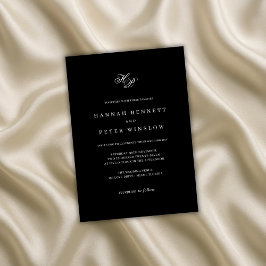 Invitación Elegante Monograma Boda inicial blanco y negro