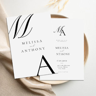 Invitación Elegante Monograma Boda Minimalista moderno