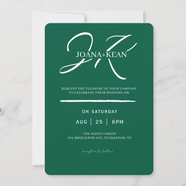 Invitación Elegante Monograma Boda moderno (Anverso)
