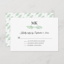 Elegante Monograma Boda Verde RSVP