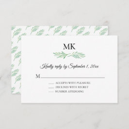 Invitación Elegante Monograma Boda Verde RSVP