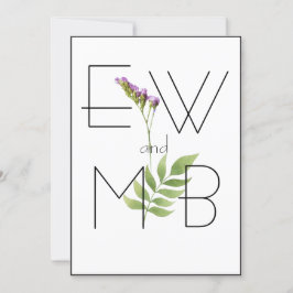 Invitación Elegante Monograma Botánico Floral Boda simple