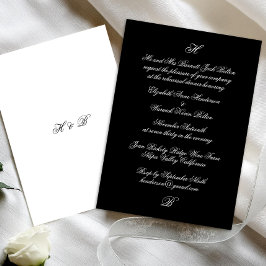 Invitación Elegante Monograma Cena de ensayo en blanco y negr
