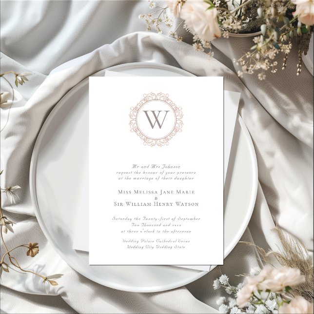 Invitación Elegante Monograma Clásico Boda (Elegant Monogram Wedding Invitation)