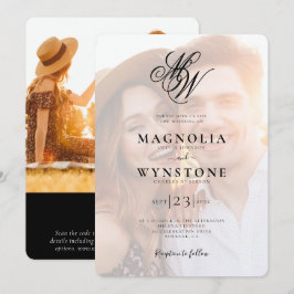Invitación Elegante Monograma Código QR Boda fotográfico