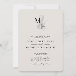Invitación Elegante Monograma Código QR Boda Minimalista RSVP