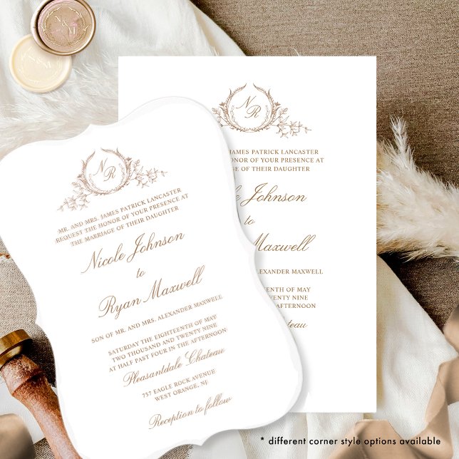 Invitación Elegante Monograma Crema Beige Boda Formal (Subido por el creador)