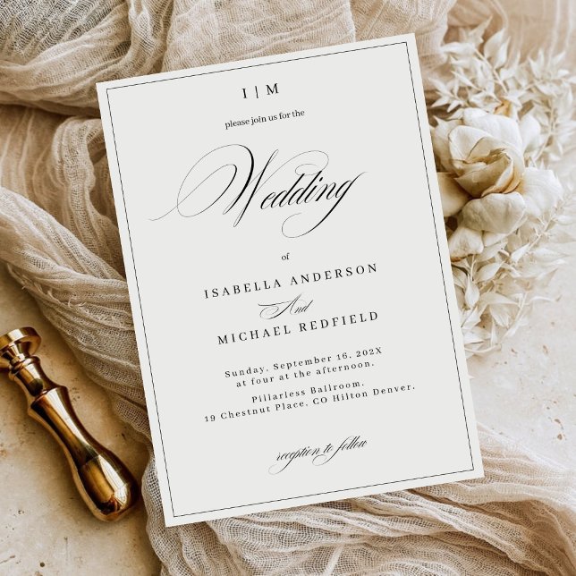 Invitación Elegante Monograma de Bodas con Letra de Caligrafí (Subido por el creador)