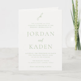 Invitación Elegante Monograma de Bodas en Verde Menta con Let