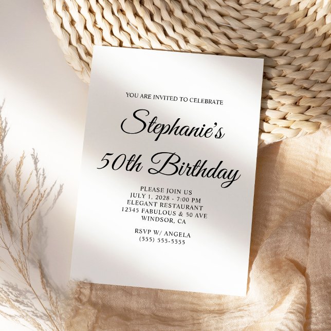 Invitación Elegante Monograma de Cumpleaños 50 Script (Create your own modern 50th Birthday invite.)