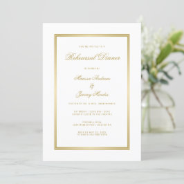 Invitación Elegante Monograma de Oro Blanco Cena