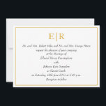 Invitación Elegante Monograma de Oro Boda Real<br><div class="desc">Invitaciones formales a la boda inspiradas en la invitación real a la boda del príncipe William y Kate Middleton que se casaron en abril de 2011. Estas elegantes invitaciones a la boda presentan su monograma en oro en la parte superior, la redacción formal y los detalles de su boda en...</div>