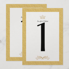Invitación Elegante Monograma de Oro Número de Tabla de Bodas