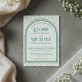 Invitación Elegante Monograma de Toile Floral con Letra Scrip