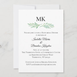 Invitación Elegante Monograma Ensayo de Verdor Cena