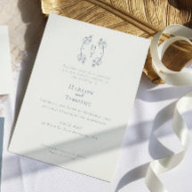 Elegante Monograma Escudo Floral Dusty Blue Boda I