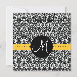 Invitación Elegante Monograma Floral Damasco Amari