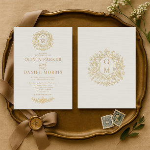 Invitación Elegante Monograma Floral Francés Vintage para Bod