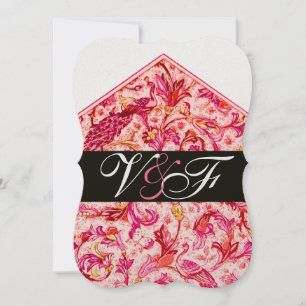 INVITACIÓN ELEGANTE MONOGRAMA FLORAL ROSA FLORENTINO ANTIGUO