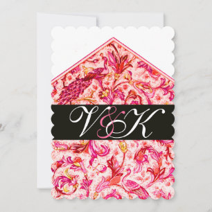 INVITACIÓN ELEGANTE MONOGRAMA FLORAL ROSA FLORENTINO ANTIGUO