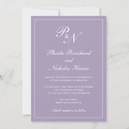 Invitación Elegante Monograma formal Boda púrpura polvoriento