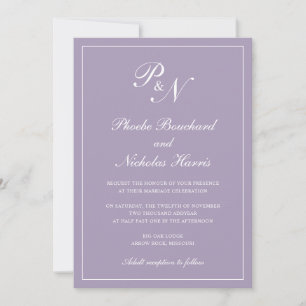 Invitación Elegante Monograma formal Boda púrpura polvoriento