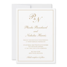 Elegante Monograma formal Boda tradicional de oro