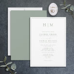Invitación Elegante Monograma formal de caligrafía verde sabi<br><div class="desc">Deje que su papelería boda capte el romanticismo y la belleza de su día especial con esta Elegante Invitación Monograma Formal de Caligrafía Verde Sage! Nuestro impresionante diseño moderno y formal incluye un borde verde sabio alrededor de la invitación. Luego se acentúa con un Monograma de parejas hermosas, personalizado con...</div>
