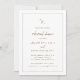 Invitación Elegante Monograma formal Ensayo de oro Cena