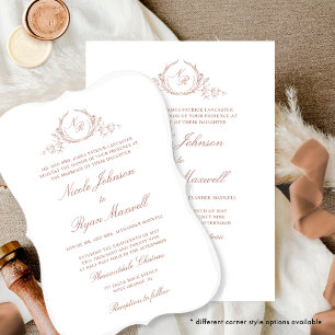 Invitación Elegante Monograma Formal Terracota Boda