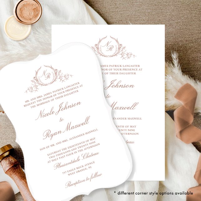 Invitación Elegante Monograma Formal Terracota Boda (Subido por el creador)
