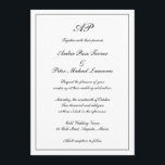 Invitación Elegante Monograma Formal Todo En Un Boda<br><div class="desc">Estilo tradicional Invitación todo en una boda con un diseño sencillo en blanco y negro clásico con su monograma en la parte superior junto con los detalles de su boda en un guión elegante rodeado por un borde. El color puede cambiarse a cualquier color que desee haciendo clic en el...</div>