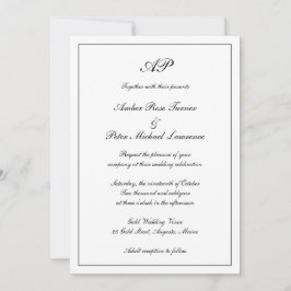 Invitación Elegante Monograma Formal Todo en Uno Boda