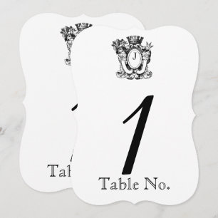 Invitación Elegante Monograma Heráldico Número de tabla Boda