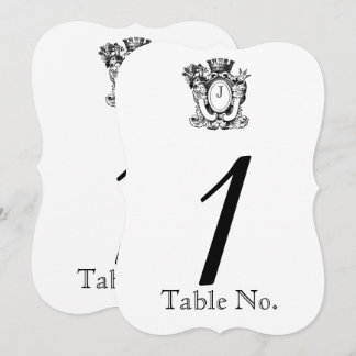 Invitación Elegante Monograma Heráldico Número de tabla Boda