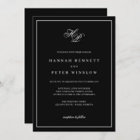 Elegante Monograma Iniciales Boda de marco negro