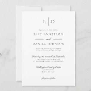 Invitación Elegante Monograma Minimalista para Boda Todo en U