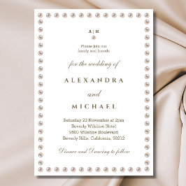 Invitación Elegante Monograma Minimalista Pearl Boda