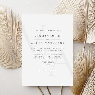 Invitación Elegante Monograma moderno Boda blanco y negro