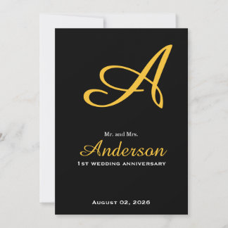 Invitación Elegante Monograma Negro Bodas de Oro Aniversario 