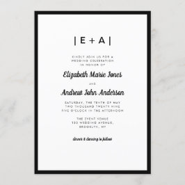 Invitación Elegante Monograma Negro Moderno Boda audaz