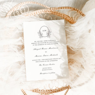 Invitación Elegante Monograma Negro QR Boda de fotografía Rsv