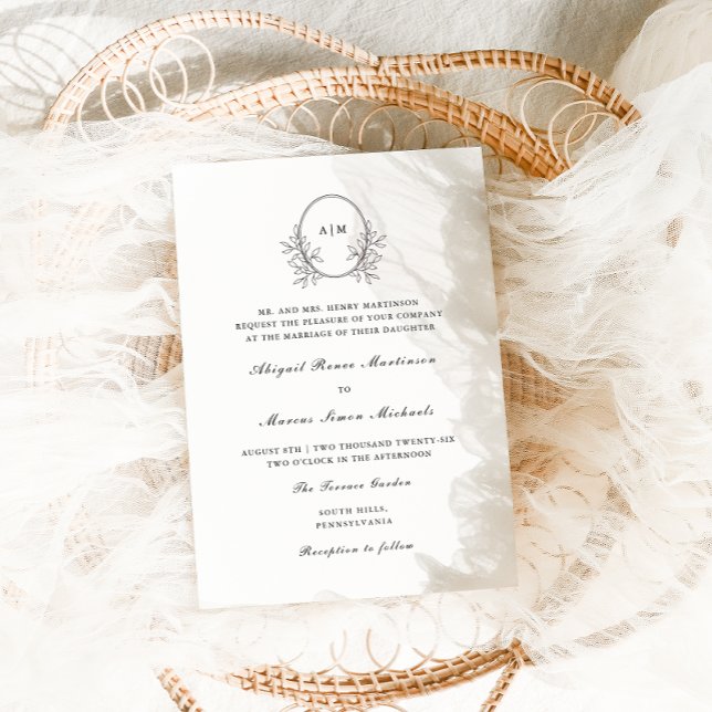 Invitación Elegante Monograma Negro QR Boda de fotografía Rsv (Subido por el creador)