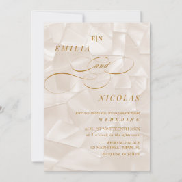 Invitación Elegante Monograma Neutral Abstracto Boda